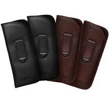 Half Clip Felt Lined Soft Eyeglass Case 2 Black and 2 Brown 4 Pack Synth.Leather