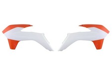 Bouchons de radiateur, couleur Blanc - Orange s'adapte pour KTM EXC, EXC-F, SX