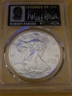 2021-P "ROBERT PARISH"  Signed SILVER EAGLE  PCGS MS70 T1 Last Day Of Production