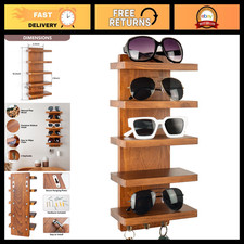 Wall Mount Sunglasses Organizer Rack - Wooden Holder for Stylish Storage