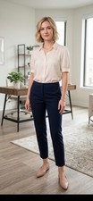 Banana Republic Women's Navy Blue Dress Pants Flat Front Solid Regular Size 4