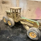 Tonka Pressed Steel Green Yellow Road Grader Construction Vehicle Toy