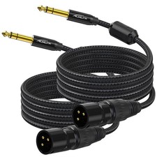 XLR Male to 1/4, TRS to 6.35mm 6ft 2Packs Gold-Plated Connectors Nylon Braide...