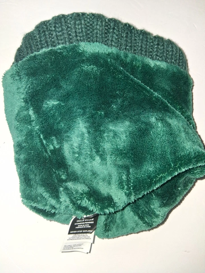 女式 North Face Cable Minna Beanie 绿色,丙烯酸外壳,聚乙烯/弹性衬里 — 第 3/4 张图片