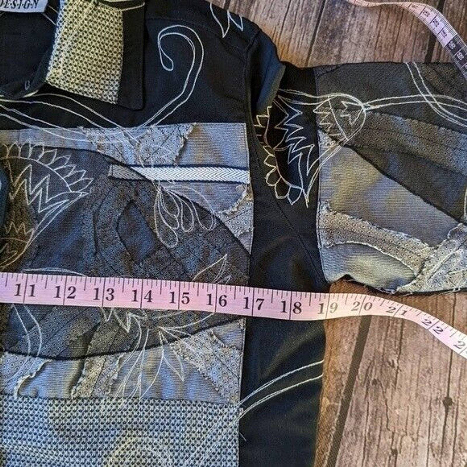 Chicos Patchwork Black White Yellow Tapestry Gran… - image 3