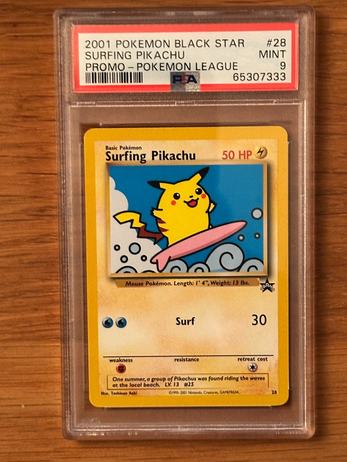 Pokemon League Black Star Surfing Pikachu Promo #28 PSA9 Cert # 65307333 view 3
