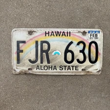 1991 Hawaii License Plate Auto Tag Garage Decor Vintage Rainbow FJR 630