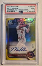 2022 Bowman Chrome 1st Autographs Matt McLain  Yellow Refractor PSA 9