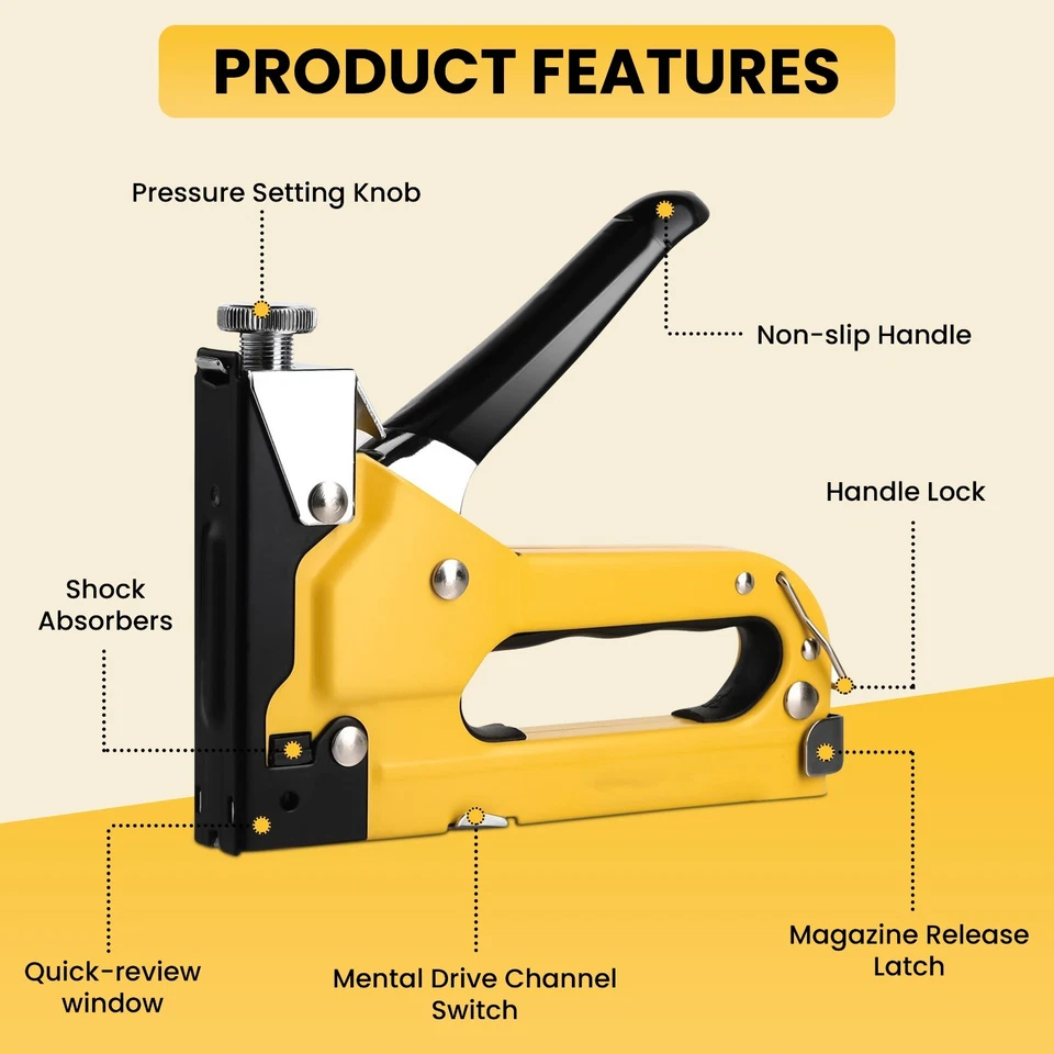EcoSeal 4-in-1 Heavy Duty Staple Gun with 4000 Staples – Upholstery & DIY Tool - Image 4 of 4