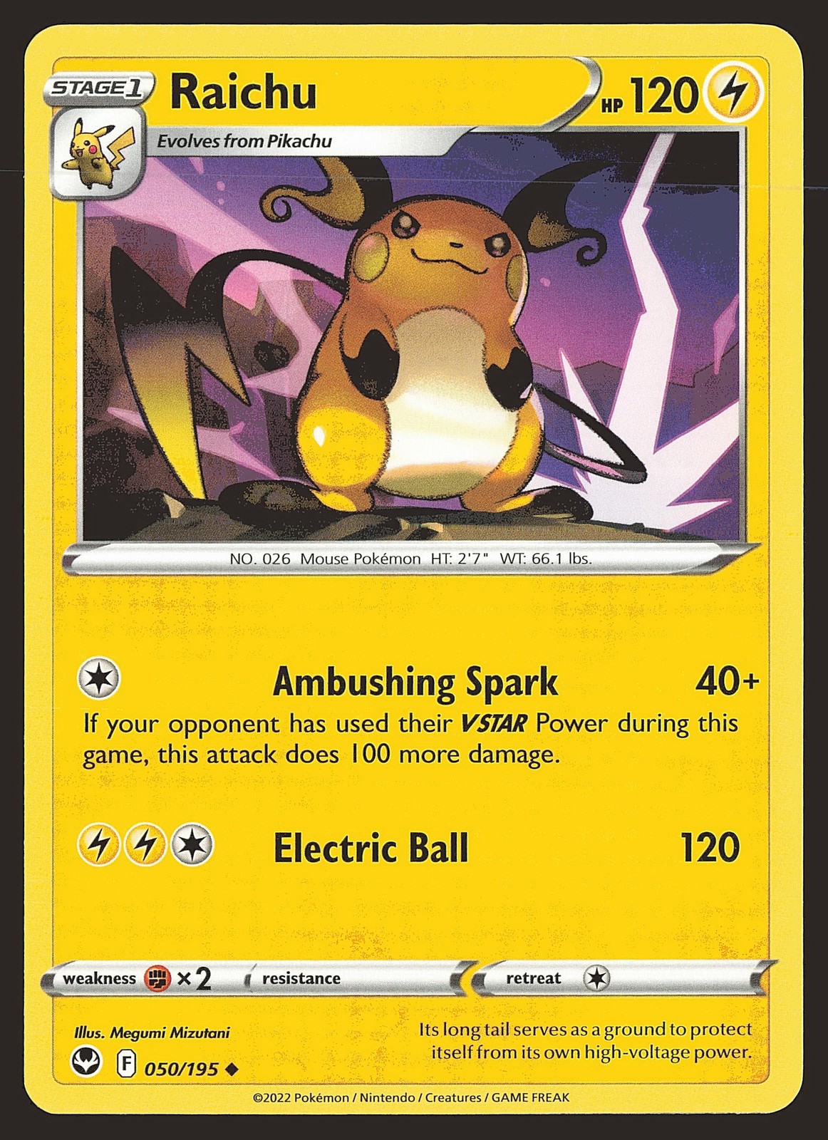 SWSH12: Silver Tempest Raichu #050/195 Uncommon Pokemon Card