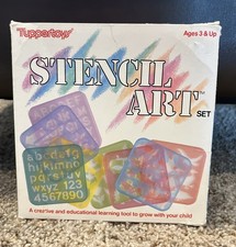 Ancien pochoir art tuppertoys 1987 enfant activité artisanale avec boite d'origine