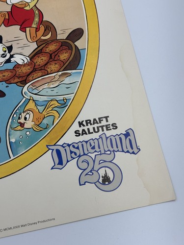 Vintage Disney 25th Anniversary Pinocchio Kraft Disneyland Family Reunion Poster - Picture 3 of 10
