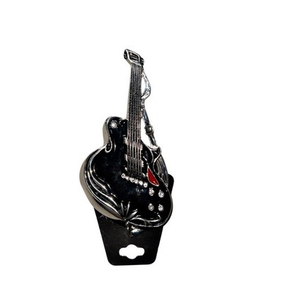 NWT Hot Buckles Guitar Belt Buckle Black Resin Silver Back Fender Rock Western