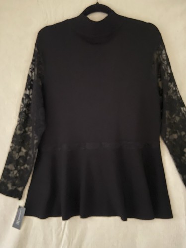 Top INC International Concepts Negro Mangas de Encaje Talla 1X Cuello Simulado Peplum Nuevo con Etiquetas - Imagen 5 de 15