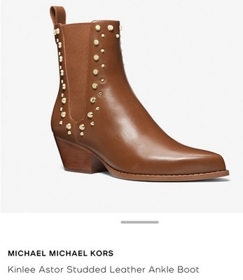 Michael Kors Women s Kinley Ankle Studded Leather Boots Size 7.5