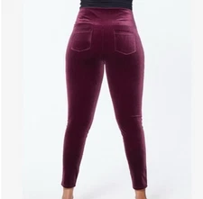 Ruby Ribbon Velvet Leggings XL Burgundy