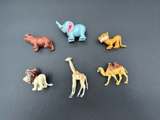 Vintage Plastic Blue Elephant Toy Hong Kong Lion Zoo Animals Lot