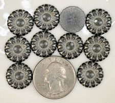 10PC Antiqued Black White Flower Metal Buttons Flat Button 2 Hole 15mm 5/8"