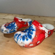 Crocs Classic Clog Tie-Dye Red White Blue Women's 7 Men's 5 PATRIOTIC USA