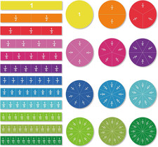 Zazzykid Magnetic Fraction Tiles  Circles, 156Pcs, 12 Color Coded, Fraction Man