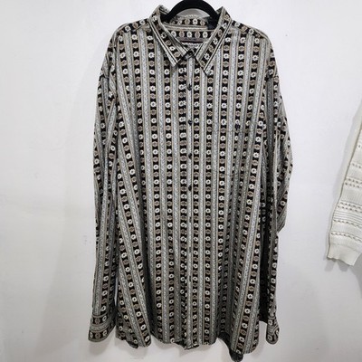 Axis Long Sleeve Geometric Print Shirt Button-front Long Sleeve Mens 3XT