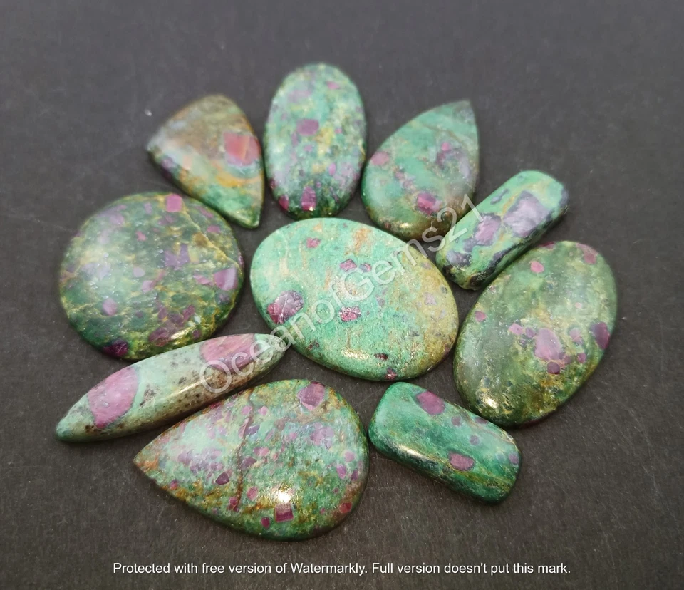 Cabujón de piedra fucsita rubí natural de 100 quilates, 3-4 piezas, lote de piedras preciosas sueltas Foto 3 de 4