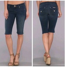 Hudson Viceroy Knee Shorts Medium Wash Denim Stretch Low Rise size 27