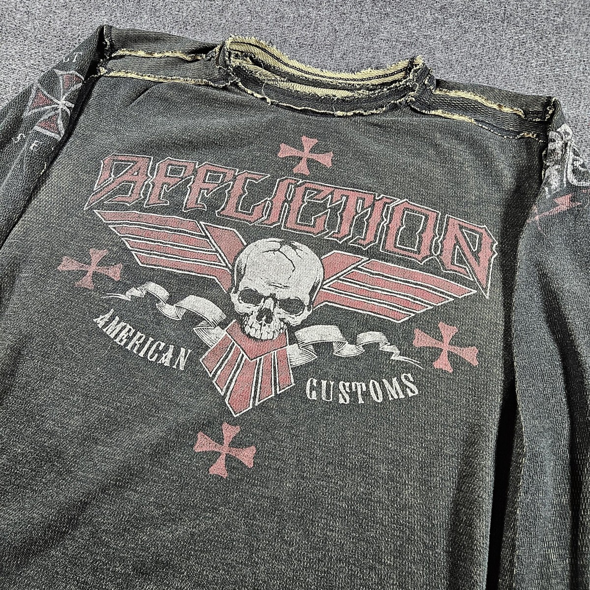 Affliction Long Sleeve Thermal Reversible Size XL Y2K Grunge