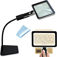 5X Full Page Magnifying Glass with Light and Stand for Reading or Close Work,2 i