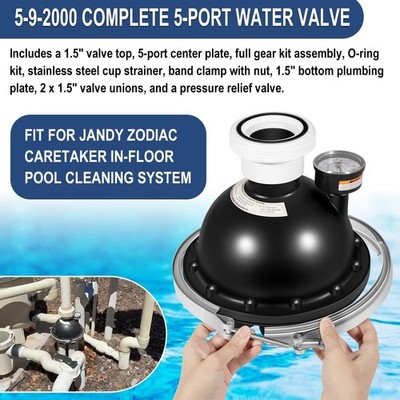 5-9-2000 5-Port Water Valve for Caretaker Zodiac Jandy In-Floor