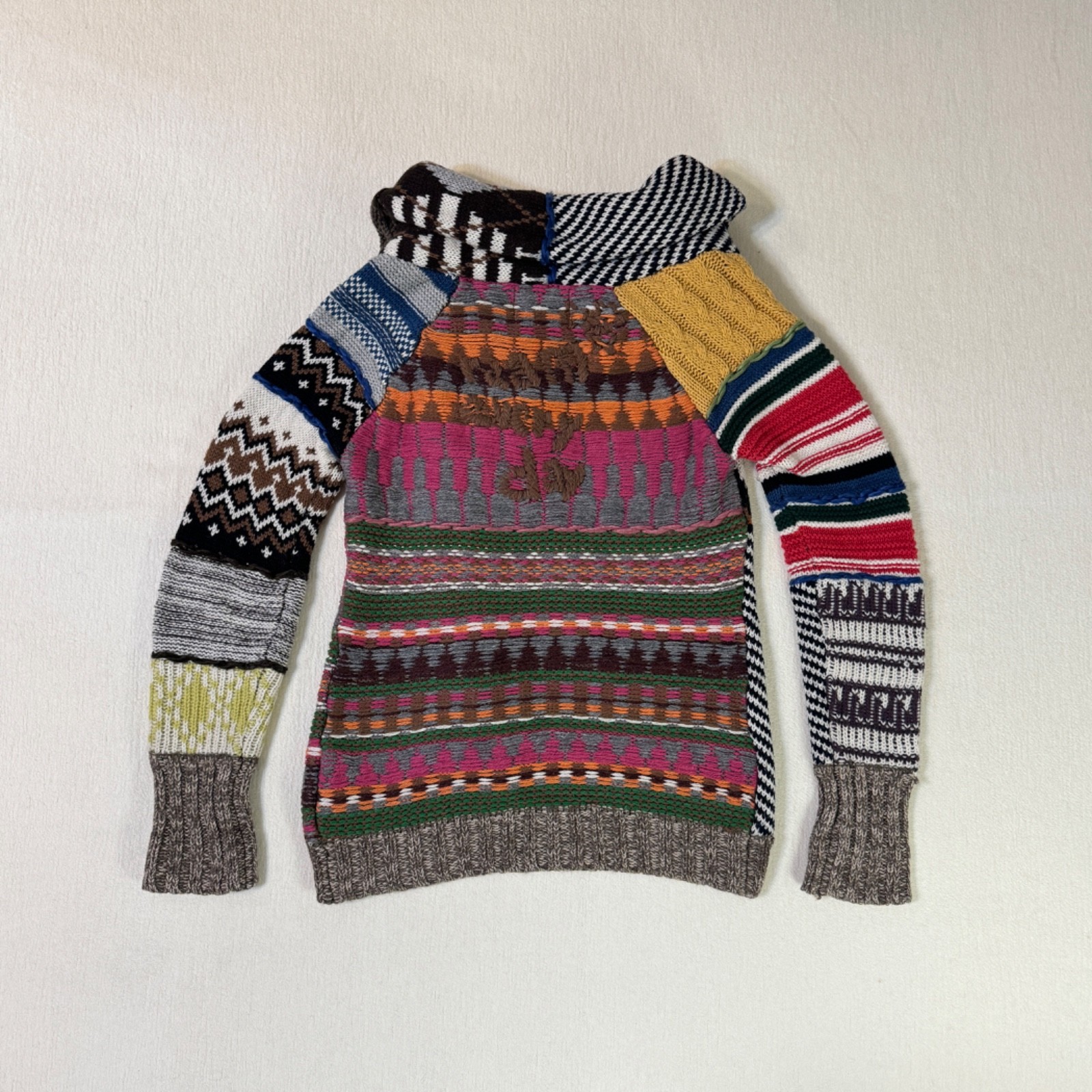Desigual Multicolor Patchwork Geometric Knit Zip … - image 2