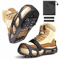 Ice Cleats, Ice Cleats for Shoes and Boots, Crampons for Shoes with 24 Spikes...