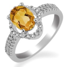 1.84 Ct Oval Yellow Citrine 925 Sterling Silver Ring