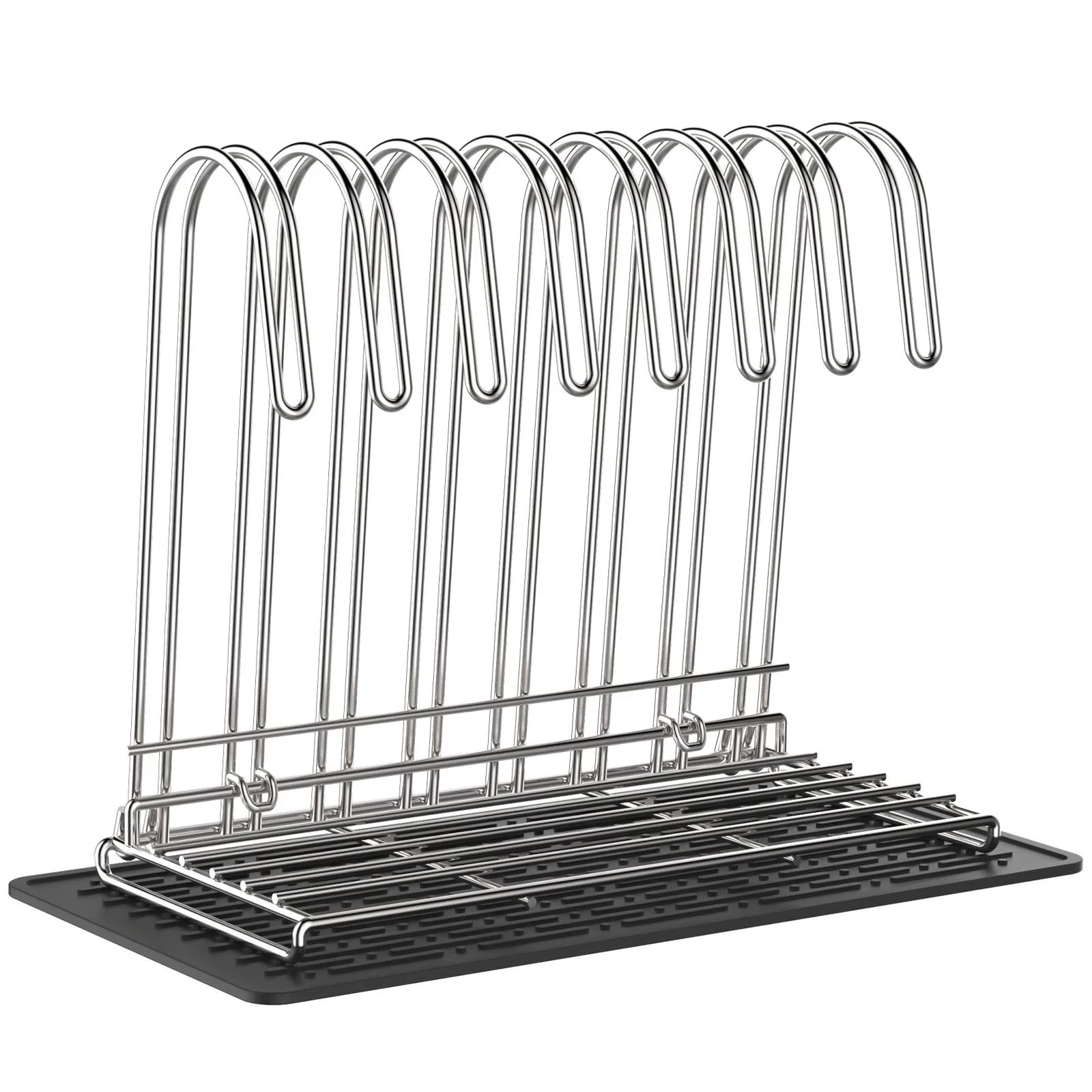 IDEATECH Reusable Bag Rack with Cup Drying Mat,Plastic Large, Sliver
