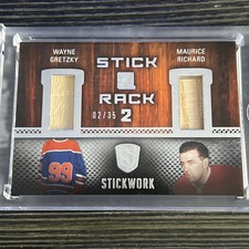 Wayne Gretzky / Maurice Richard ITG Stick 2 Rack Game Used 02/35 