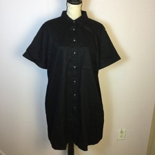 NWT Old Navy Shirt Dress XL Womans Black Button Up Short Sleeve Collared Pockets
