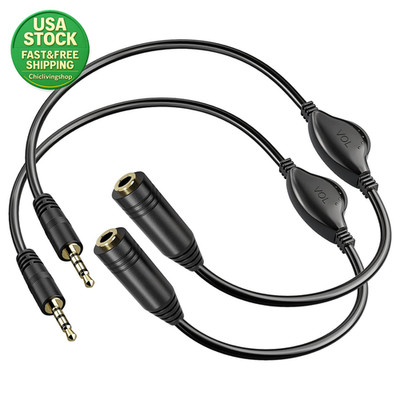 3.5Mm Headphone Extension Cable Male to Female with Mic and Volume Control 1Ft