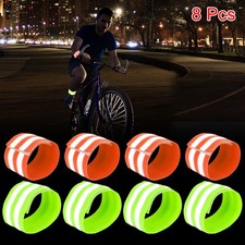 8pcs Reflective Bands for Wrist Ankle High Visibility Night Cycling Orange Green