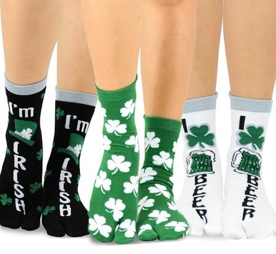 3 Pack Teehee Flip Flop Big Toe Socks Irish St Patrick s Day Lucky Shamrock Beer
