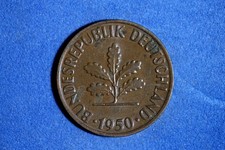 1950 G Germany 2 Pfennig Bronze Coin #M24298