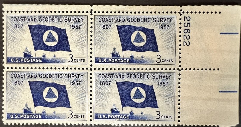 US Plate Block of 4 1957 Coast and Geodetic Survey Scott 1088 #25622 UR MNH