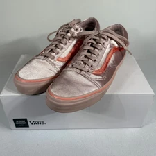 Vans Mens 11.5 Old Skool LX Satin Rose Gold Coral Stripe Sneakers Shoes w/ Box