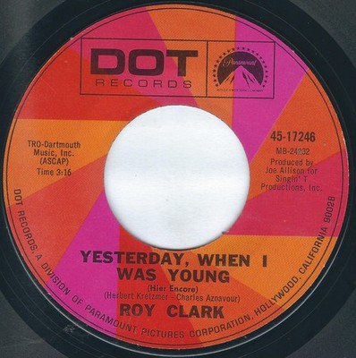 Roy Clark - Yesterday When I Was Young Hier Encore / Just Another  - G8100z