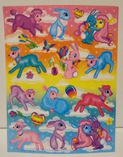 Vintage Lisa Frank Stickers Easter Lamb Bunny Egg Flowers Sticker Sheet S254-05