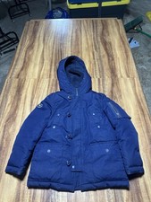 Polo Ralph Lauren Jacket Size 6 Blue Puffer White Duck Down Hooded Full Zip