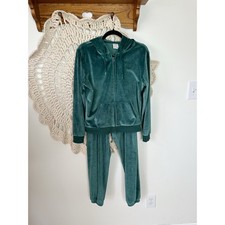 PINK Victoria Secret Green Velour Track Set Size Small