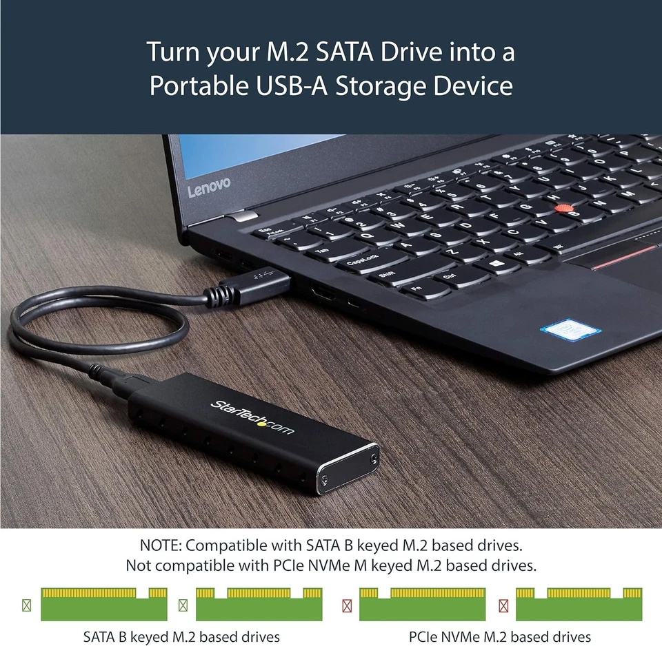 StarTech.com M.2 SSD Aluminum Enclosure to USB 3.0 (5Gbps) with UASP - Black - M - Image 4 of 4
