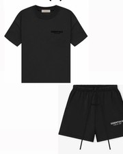 Fear of God Essentials Black Men's T-Shirt  Shorts Set Drawstring Logo