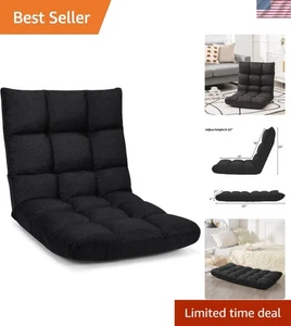 Black Folding Lazy Recliner with Removable Cover - Perfect for Gaming & Relaxing