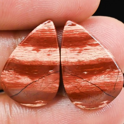 23.00Cts Natürlicher Red Snake Skin Jasper Tropfen Cabochon Gem Paar Lose